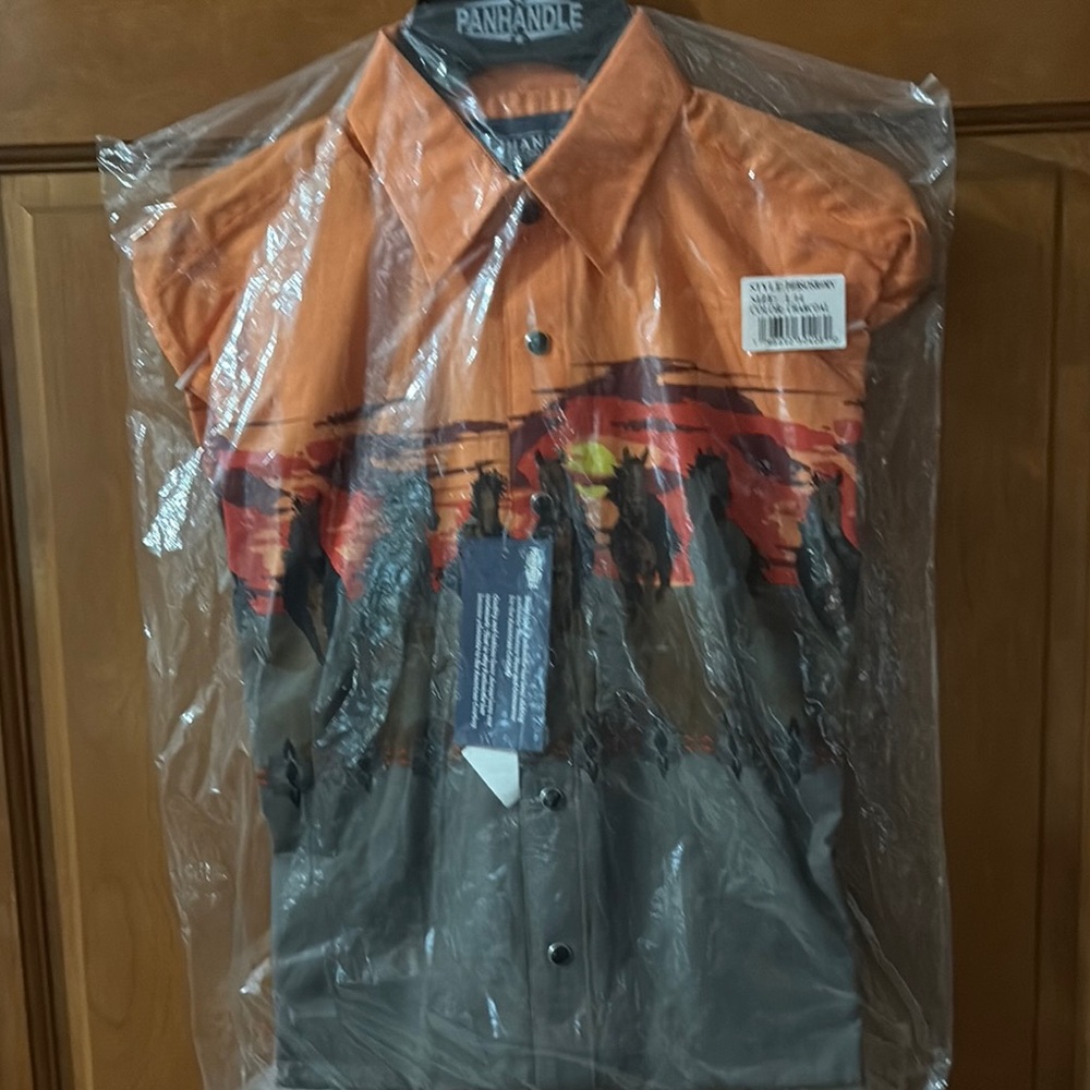 Panhandle Slim Orange and Gray Button Down Shirt